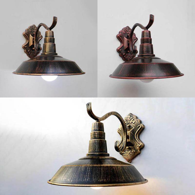 Farmhouse Style Copper/Rust Wrought Iron Wall Sconce With Bulb - Ideal For Corridor Lighting