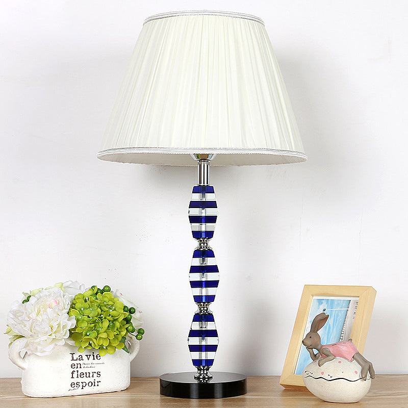 Modern Blue Table Lamp With Tapered Shade For Dining Room Or Desk