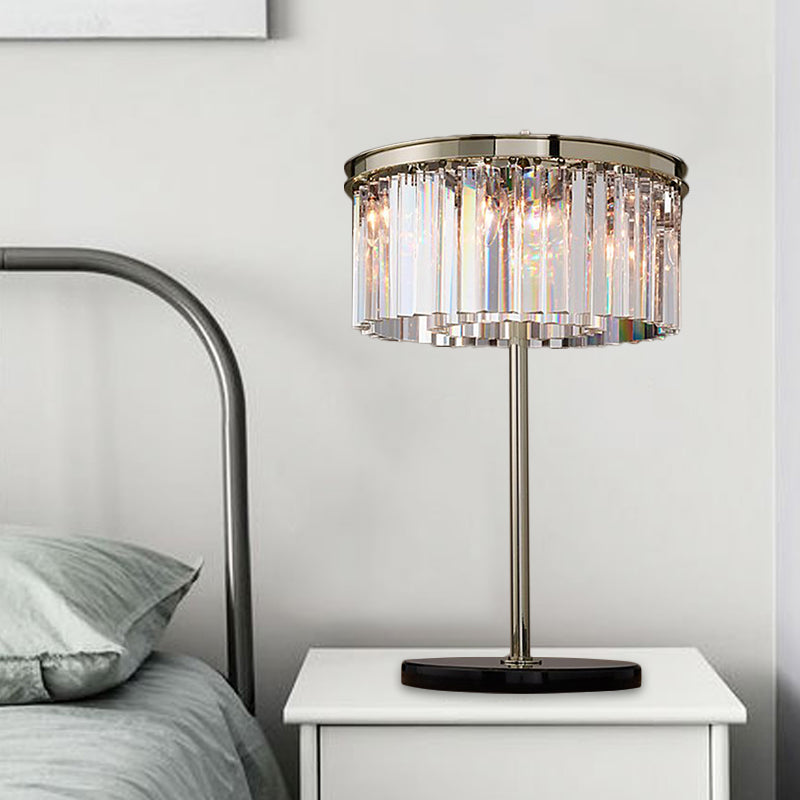 Modern Led Crystal Table Lamp Smoke Gray/Chrome For Living Room Desk Chrome