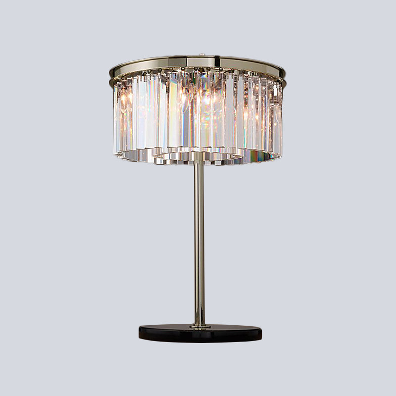 Modern Led Crystal Table Lamp Smoke Gray/Chrome For Living Room Desk