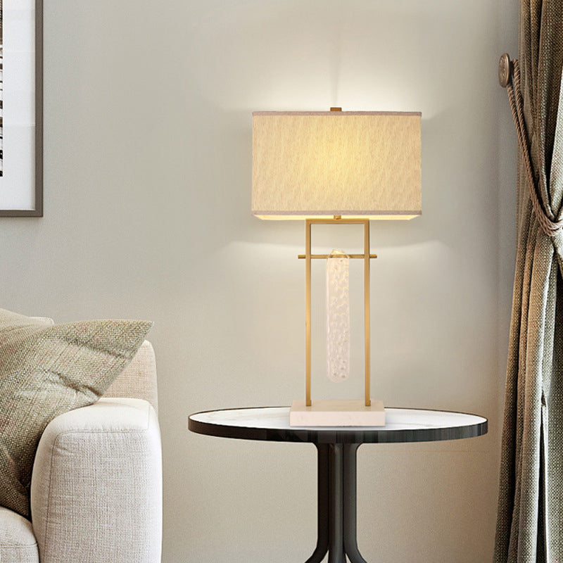 Modernist Rectangle Reading Light White Nightstand Lamp For Bedroom