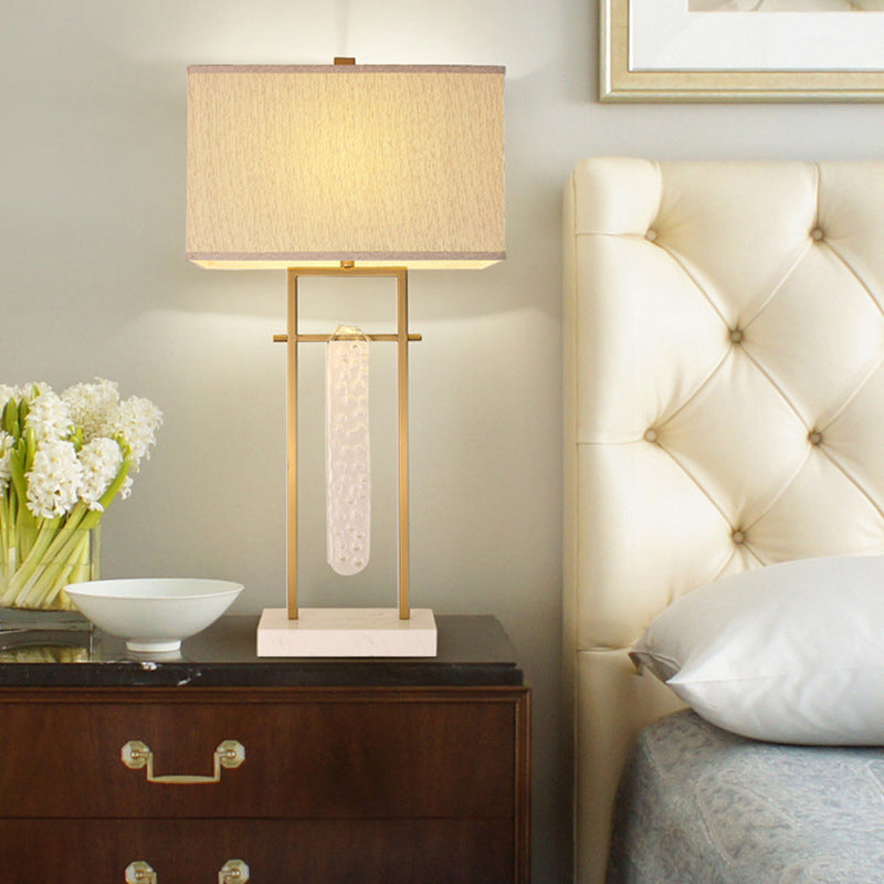 Modernist Rectangle Reading Light White Nightstand Lamp For Bedroom