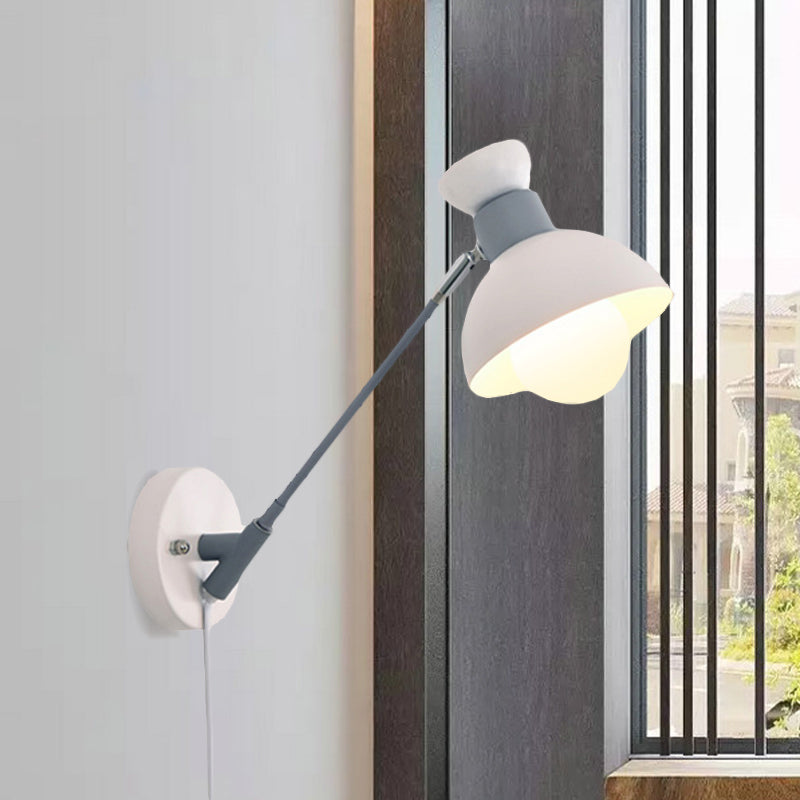 Minimalist Metal Wall Sconce Grey Lighting For Living Room - 5.5/6/7 With 1 Head