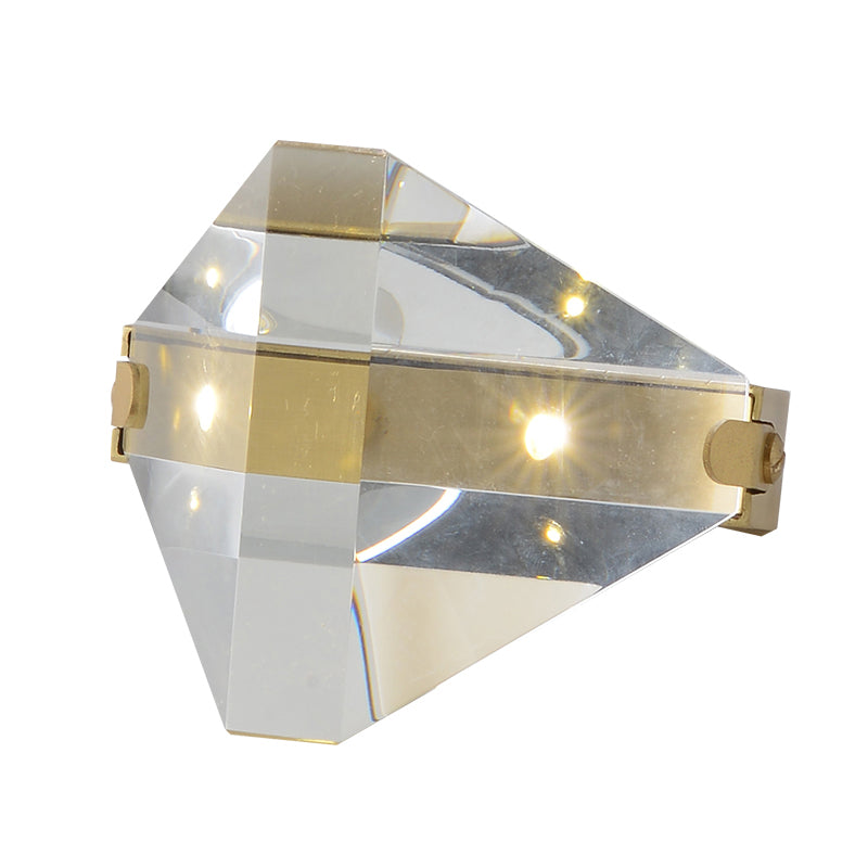 Contemporary Led Crystal Desk Lamp In Brass For Bedroom - Small Diamond Table Lighting