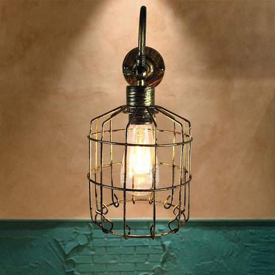 Rustic Stylish Birdcage Iron Wall Sconce Light Fixture - Antique Brass/Weathered Copper Perfect For