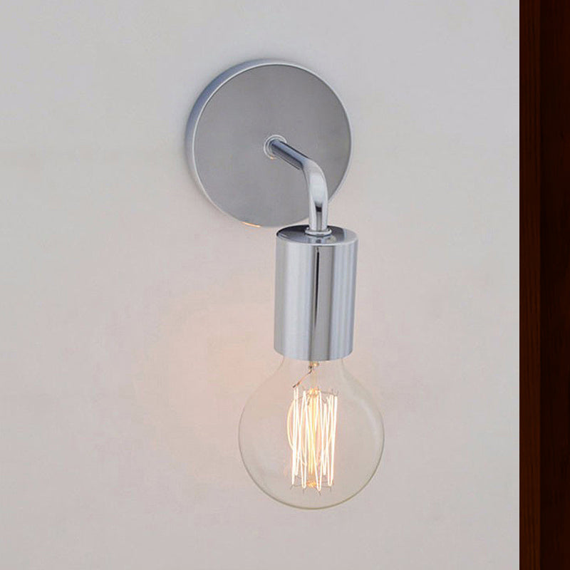 Retro Style Angled Bedroom Wall Sconce Lamp - Metallic 1 Bulb White/Chrome Finish White