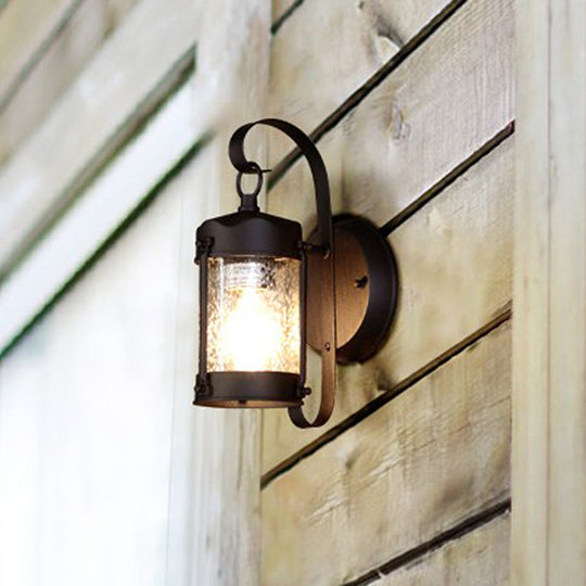 Traditional Single Bulb Seeded Glass Wall Hanging Outdoor Sconce Lamp