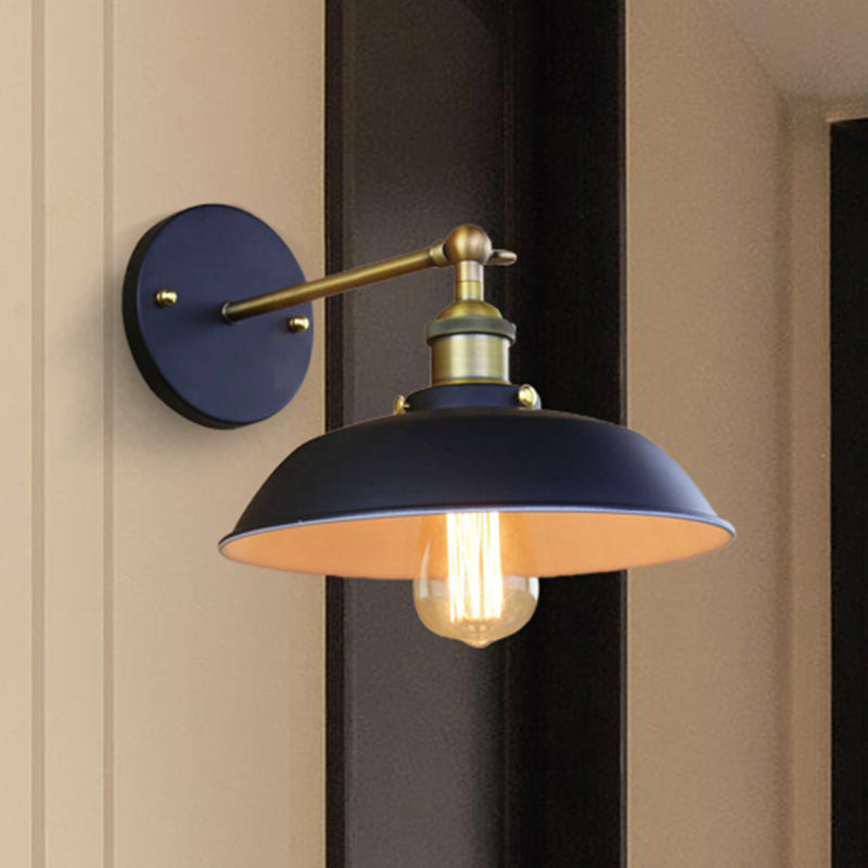 Industrial Style Rotatable Barn Metal Wall Sconce Lighting - Black Finish