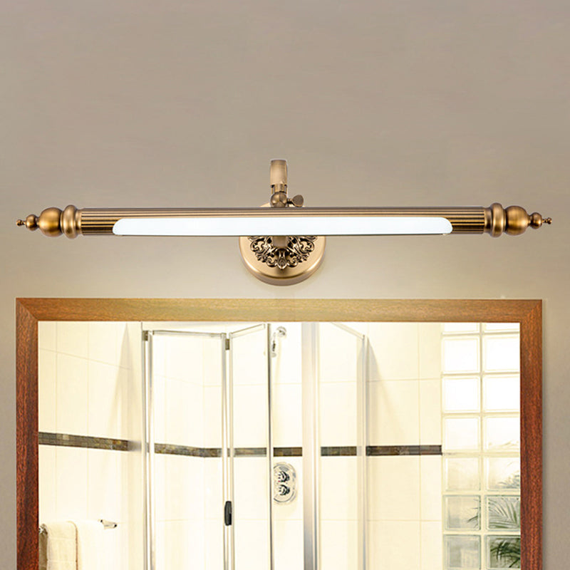 Modern Brass Led Wall Lamp For Vanity Mirror In Warm/White Light - 20/24 Wide Tubular Design