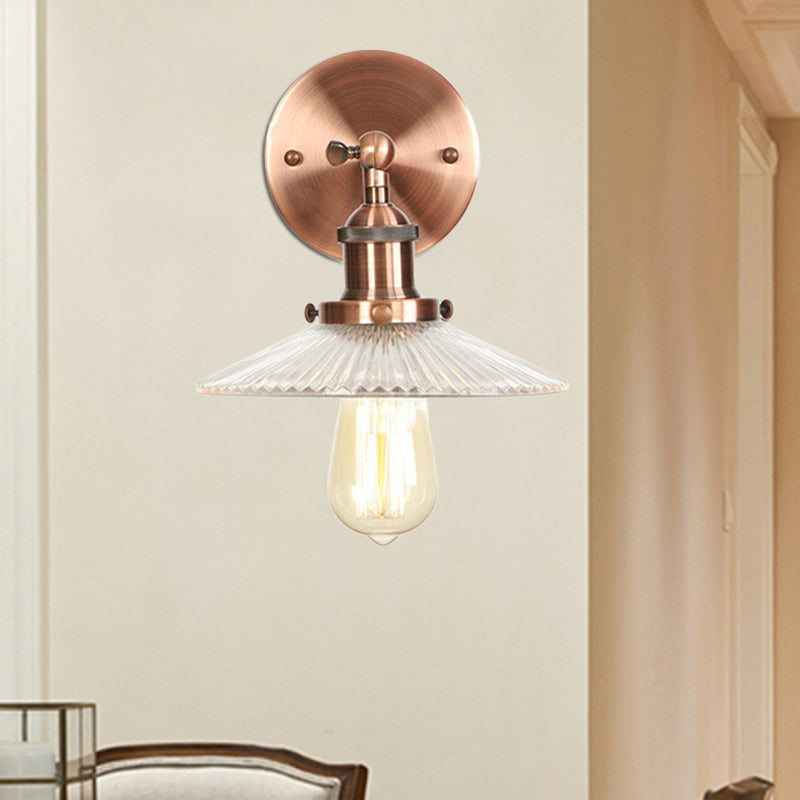 Prismatic Glass Copper Sconce Light: Industrial Wall Lamp Fixture