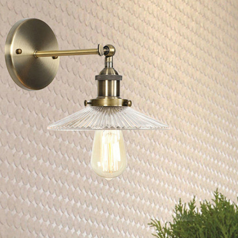 Industrial Wall Sconce With Clear Prismatic Glass Shade - Perfect For Dining Rooms