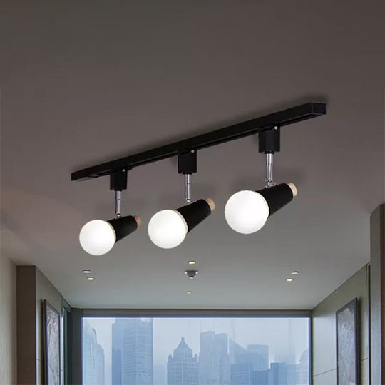 Adjustable Semi Flush Metallic Linear Ceiling Light With Cup Shade - Industrial Style 3/4 Heads