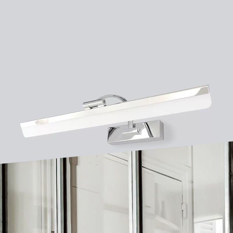 Stylish Integrated Led Nickel Finish Wall Vanity Lamp Warm/White Light Acrylic Rectangular Design