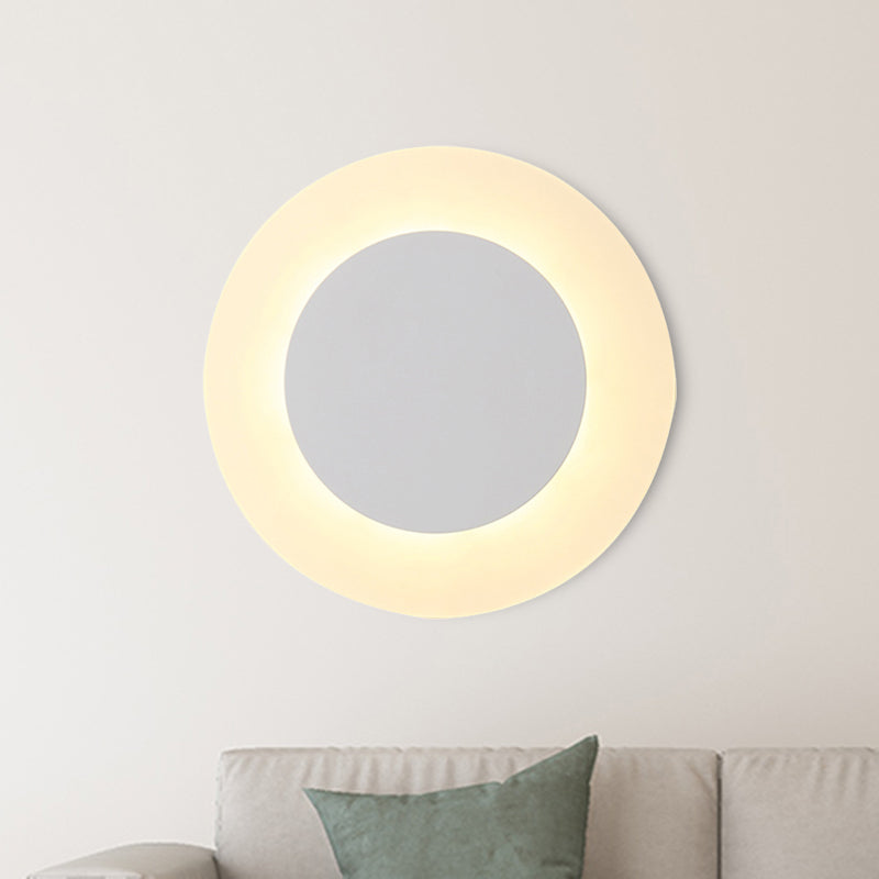 Modern Led Acrylic Wall Sconce Halo Ring White Lighting Fixture In Warm/White Light