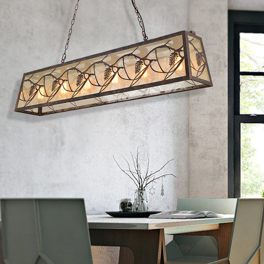 Industrial Metal Pendant Lighting 3/6-Light Bronze Island Fixture With Fabric Shade 6 /