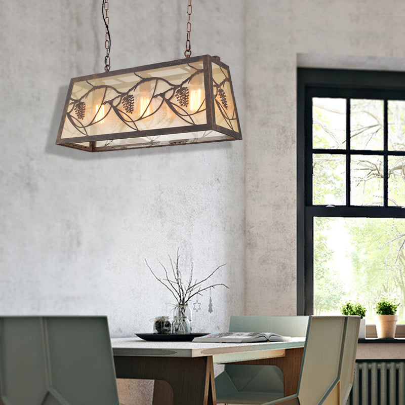 Industrial Metal Pendant Lighting 3/6-Light Bronze Island Fixture With Fabric Shade