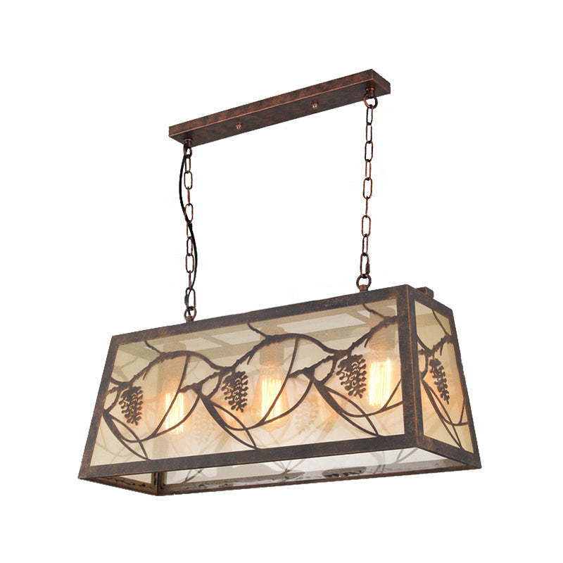 Industrial Metal Pendant Lighting 3/6-Light Bronze Island Fixture With Fabric Shade