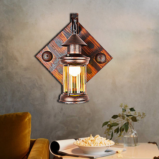 Coastal Brass Sconce With Clear Glass - Elegant Dining Room Wall Lighting / Square