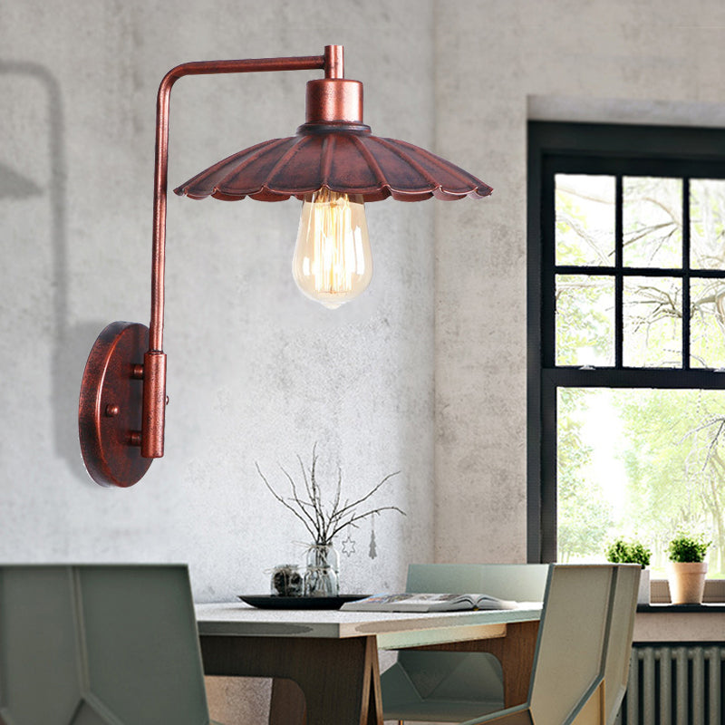 Copper Industrial Wall Sconce With Cone/Dome/Wide Flare Shade - Stylish Dining Room Light Fixture /