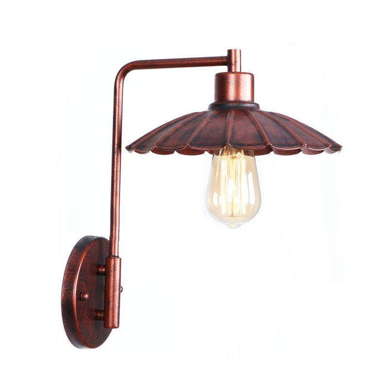 Copper Industrial Wall Sconce With Cone/Dome/Wide Flare Shade - Stylish Dining Room Light Fixture