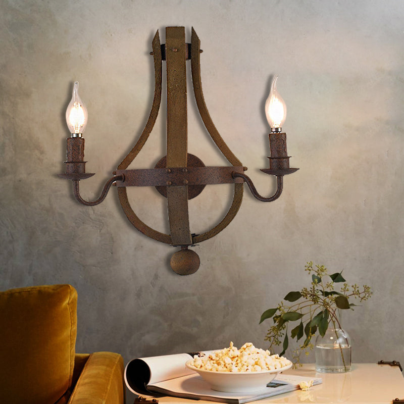 Rustic Metal Candle Wall Sconce - 1/2/3-Light Dining Room Lamp 2 / Rust
