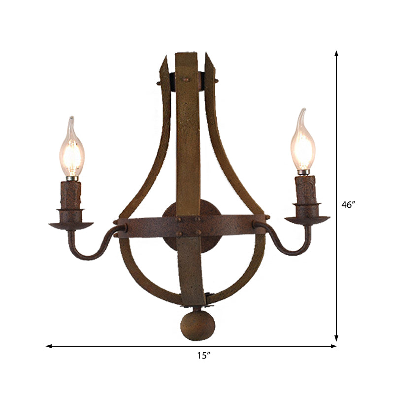 Rustic Metal Candle Wall Sconce - 1/2/3-Light Dining Room Lamp