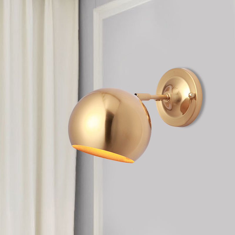 Loft Style Brass Wall Sconce With Metal Globe Shade And 1 Bulb For Dining Room Lighting