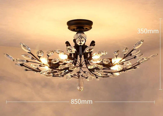Country Retro Living Room Lamp Crystal Wrought Iron Ceiling Lamp