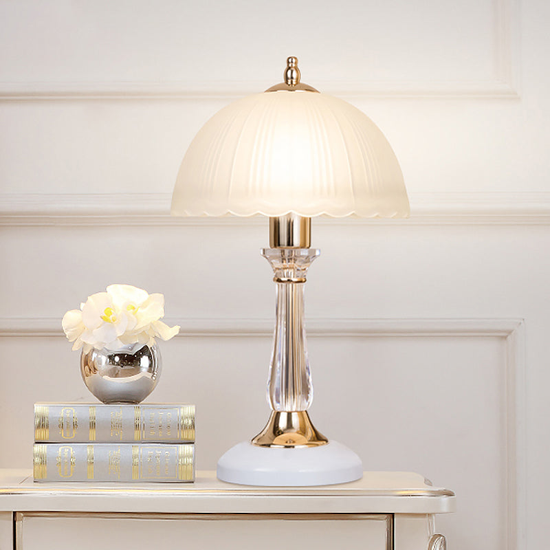 Hemisphere White Glass Task Lamp For Contemporary Living Room Reading - 1 Bulb Lighting