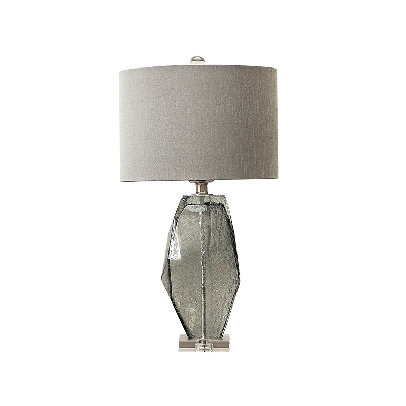 Modern Grey Desk Lamp With Fabric Shade For Dining Room Table