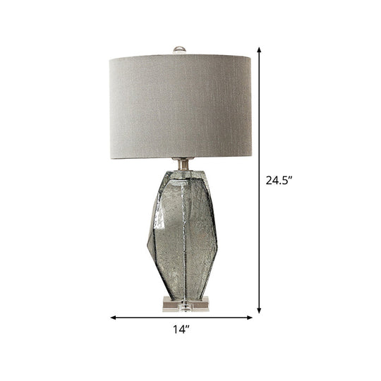 Modern Grey Desk Lamp With Fabric Shade For Dining Room Table