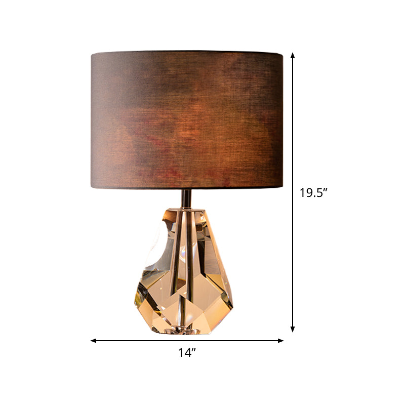Diamond Crystal Task Lamp: Simplicity Faceted Design 1-Bulb Reading Light In Brown