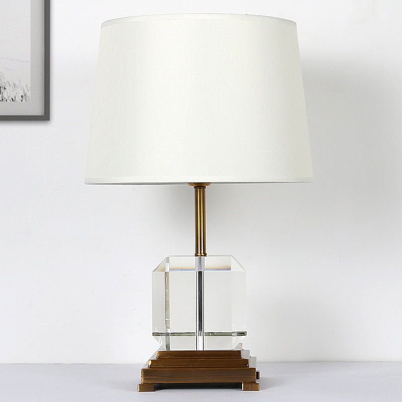 Modern White 1-Head Study Lamp With Fabric Shade - Sleek Reading Light