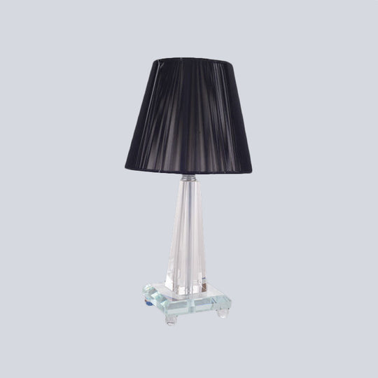 Modern Black Desk Lamp With Wide Flare Fabric Shade