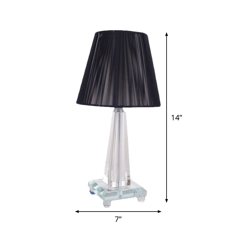 Modern Black Desk Lamp With Wide Flare Fabric Shade