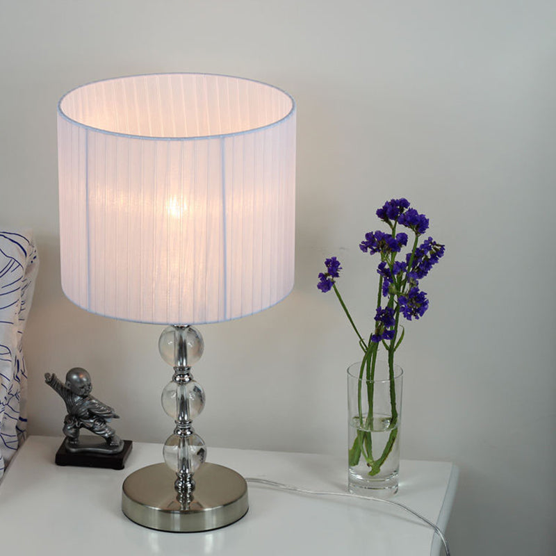 Modernist Hand-Cut Crystal White Sphere Task Light Nightstand Lamp