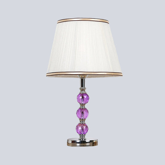 Contemporary White Desk Lamp With Purple Crystal Ball Accent - Flare Table