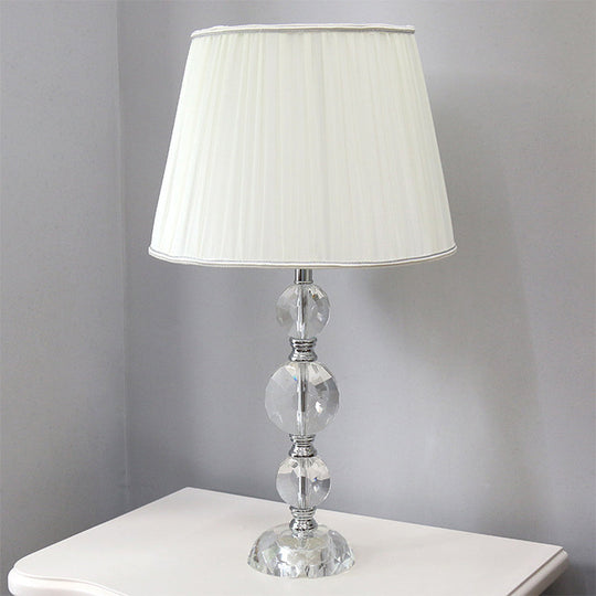 Simplicity Spherical Reading Light Crystal Nightstand Lamp In White With Faceted Design