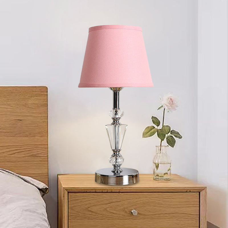 Modern Fabric Cone Bell Table Lamp - Pink/Beige Small Desk For Living Room Pink
