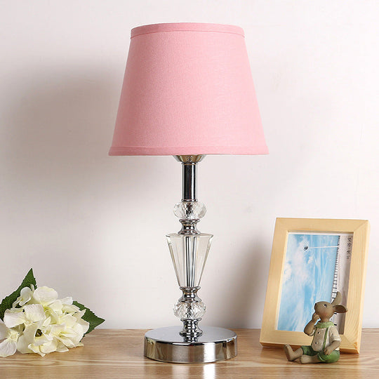 Modern Fabric Cone Bell Table Lamp - Pink/Beige Small Desk For Living Room