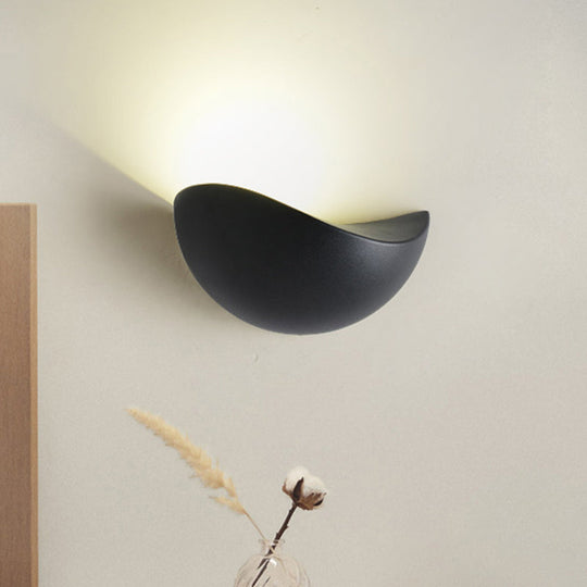 Modern Metallic Wall Washer Light - Led Black/White Sconce For Bedside With Warm/White Lighting