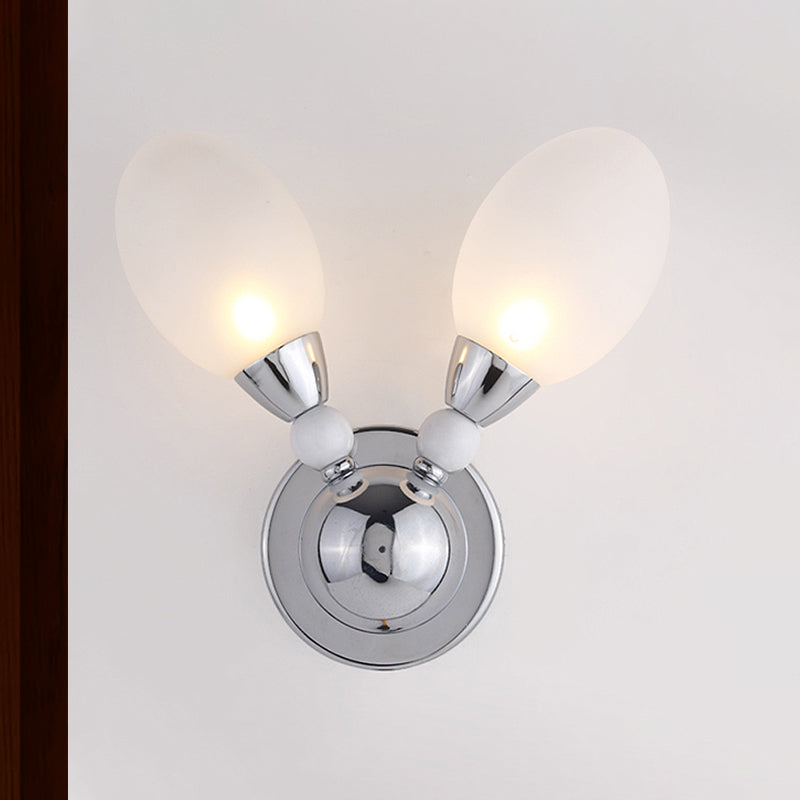 Modern Chrome Egg Wall Light Fixture With 2/3 White Glass Led Lights