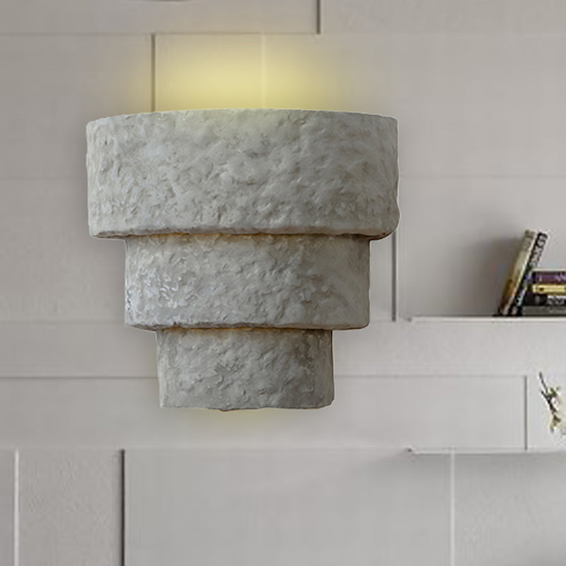 Modern Style Grey Cement Bowl/Cylinder Shade Wall Light - 1-Light Bathroom Fixture