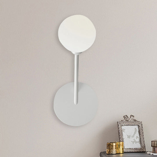 Minimalist 1 Head Frosted Glass Wall Sconce Light In White Finish For Bedroom