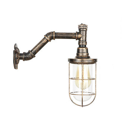 Iron Aged Brass Wall Fixture Light With Wire Cage - Rustic Stylish Mount Lighting Antique / G