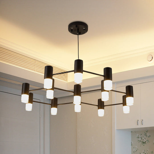 Julia - Black Modern Black Finish Hanging Light Honeycomb Metal Chandelier for Restaurant Cottage