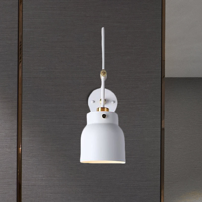 Modern Metal Wall Sconce Light With Cup Shade & Long Arm - Ideal For Library Bookstore White