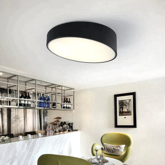 Modern Minimalist Led Ceiling Lamp For Living Room And Bedroom Warm Light / 25 Cm Black