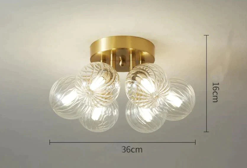 Nordic Copper Creative Modern Bedroom Ceiling Lamp 6 Heads / White Light