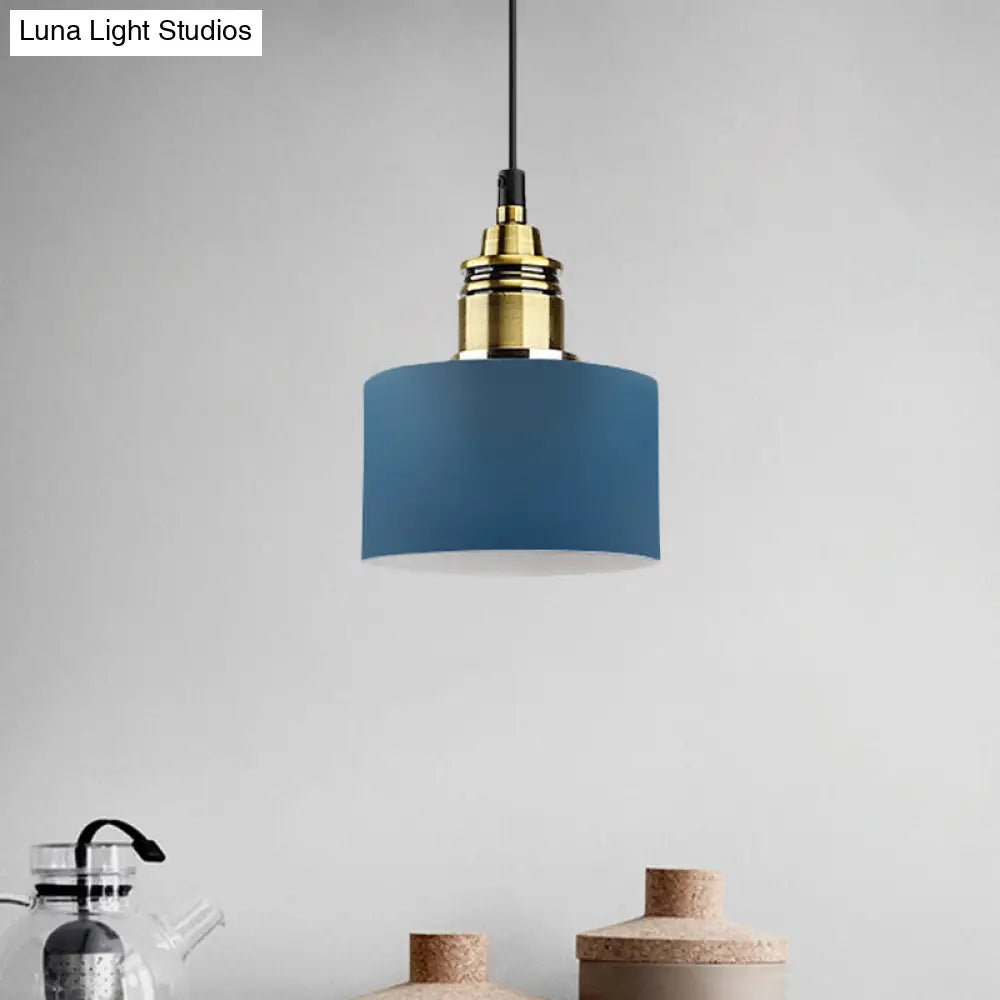 5/12 Wide Round Pendant Lamp Macaron Loft Metal Lighting With Brass Socket For Corridor